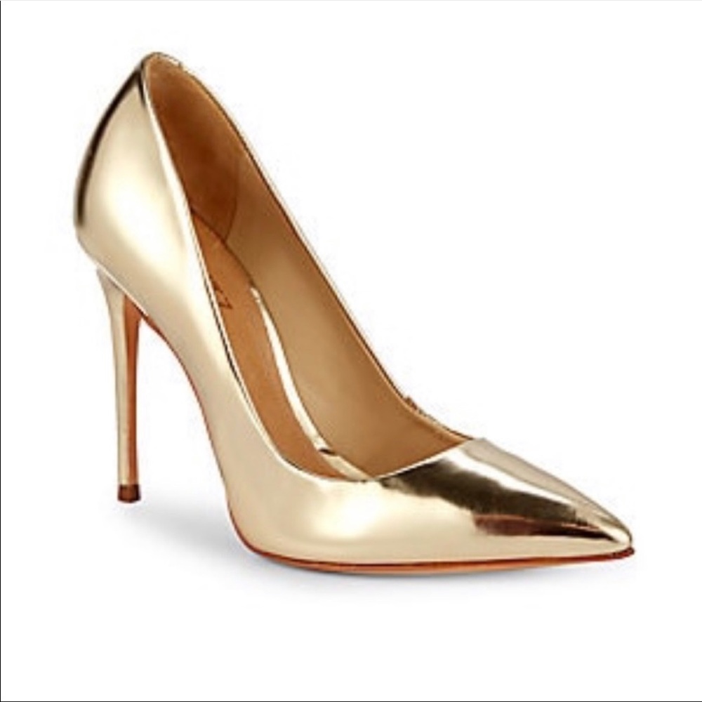 Schutz gold metallic pointy heels *NEVER WORN*